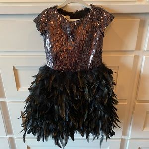 Sequin & feather dress